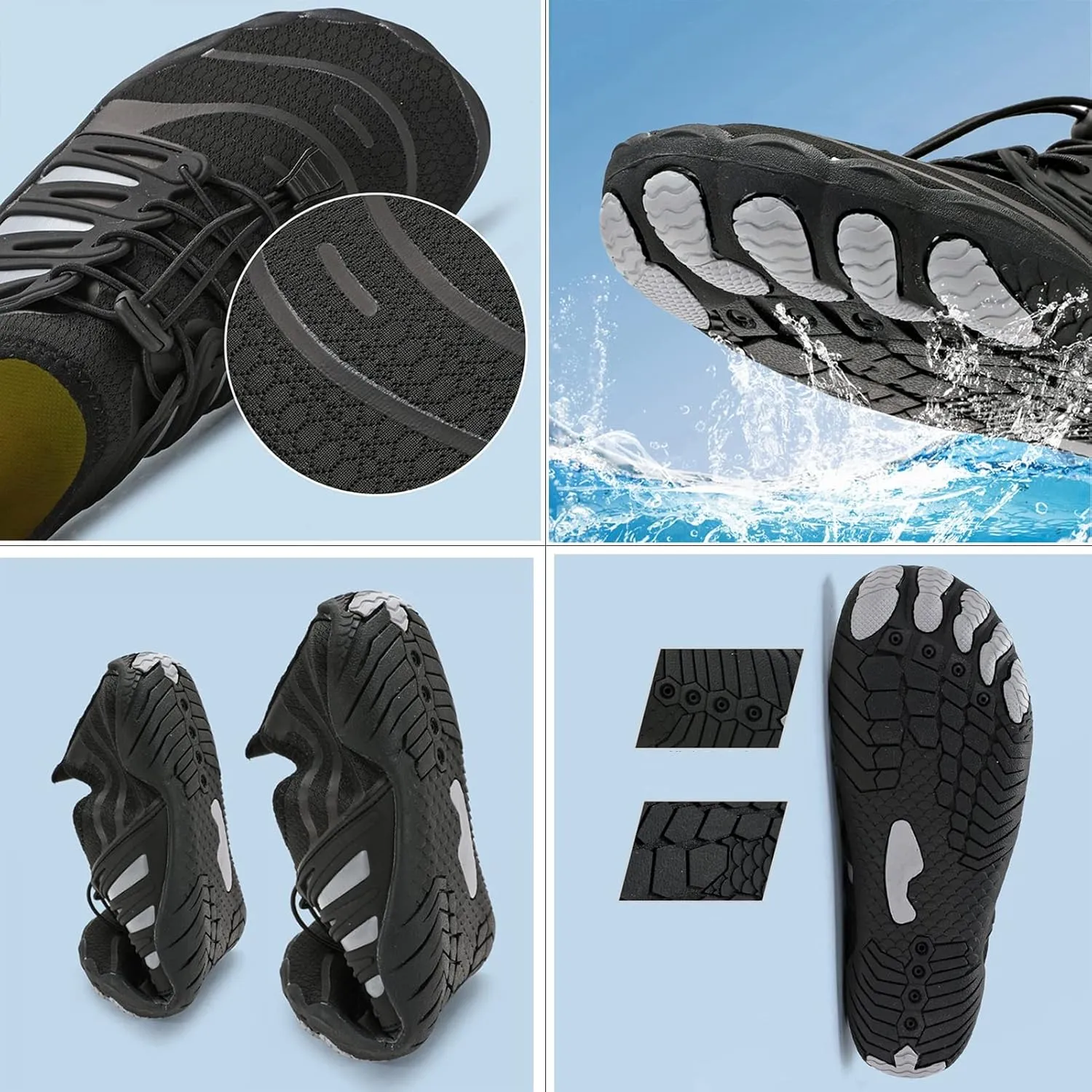 Beach Barefoot Shoes,Summer Quick-Dry Lightweight Aqua Surf Water Shoes for Women,Comfy Breathable Pool Sport Swim Shoes Men,Adult Unisex,for Diving Kayaking Yoga