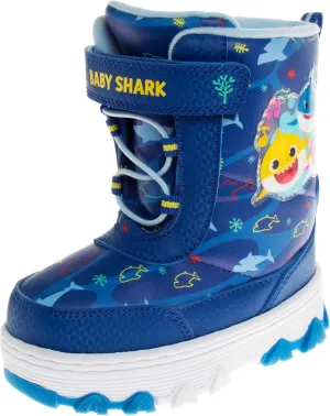 Josmo Baby Shark Snow Boots for Kids Outdoor Warm Cozy Boys Girls Winter Boots Size Toddler - Little Kid