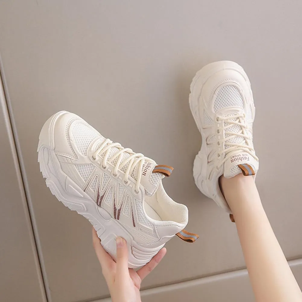 MAUGELY Women's Platform Mesh Casual Sports Shoes Fashionable Road-Running Walking Sneakers