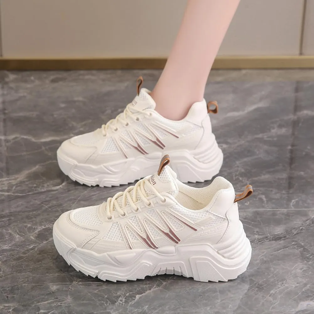 MAUGELY Women's Platform Mesh Casual Sports Shoes Fashionable Road-Running Walking Sneakers