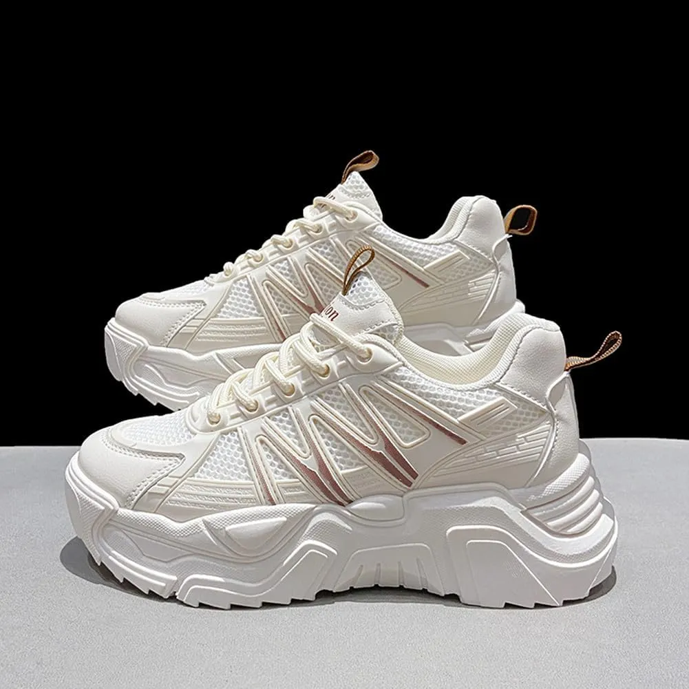 MAUGELY Women's Platform Mesh Casual Sports Shoes Fashionable Road-Running Walking Sneakers