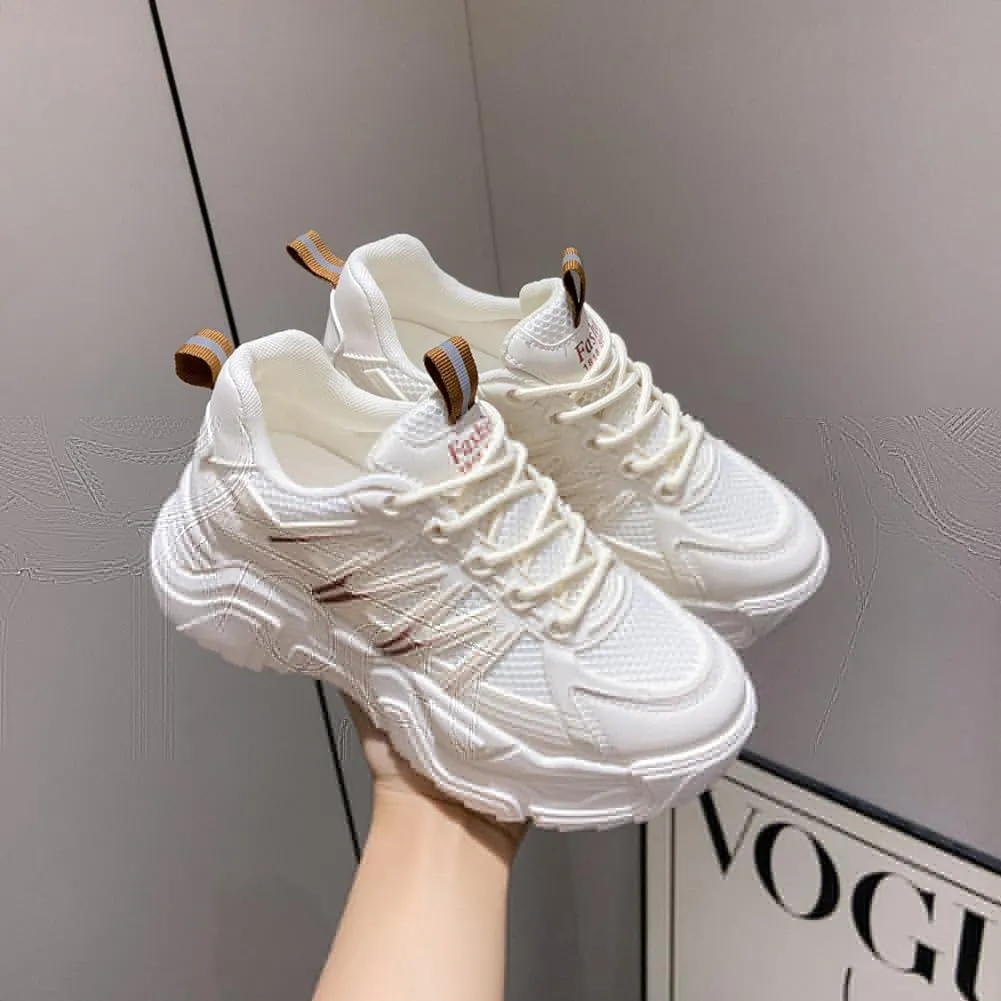 MAUGELY Women's Platform Mesh Casual Sports Shoes Fashionable Road-Running Walking Sneakers