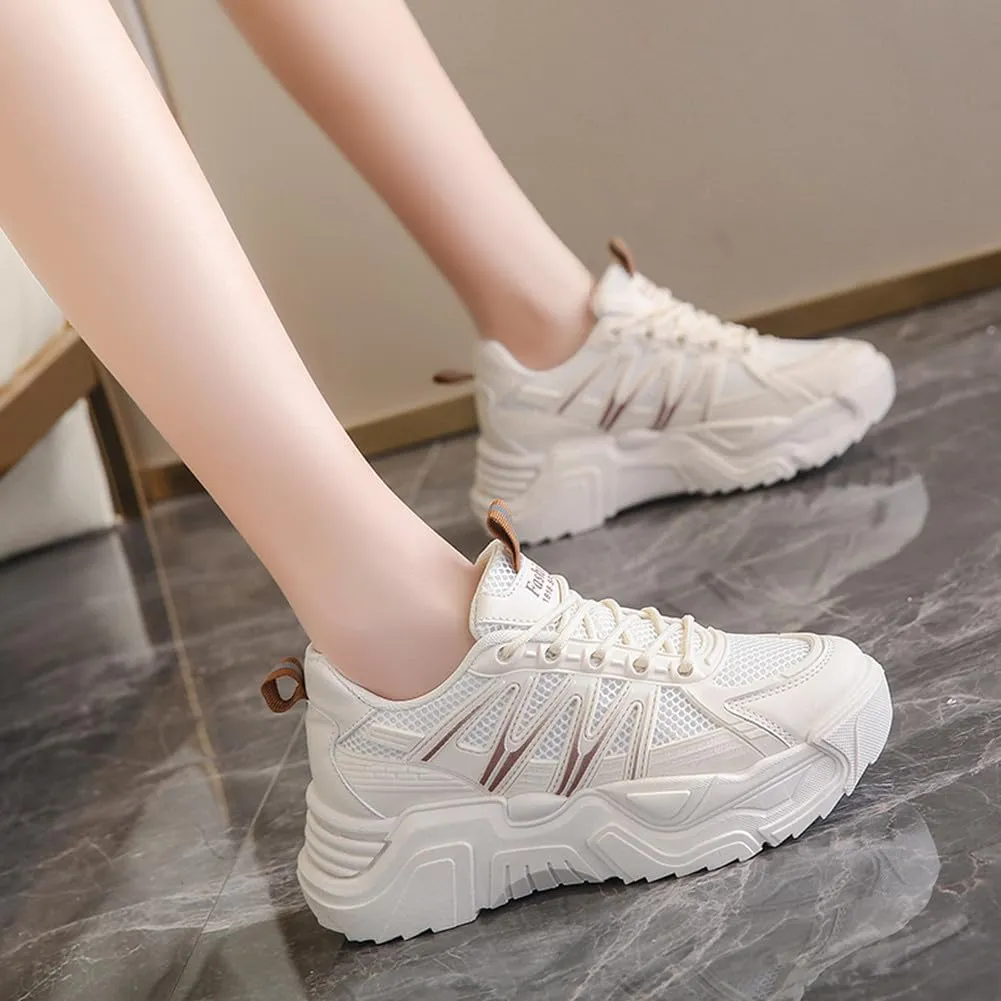 MAUGELY Women's Platform Mesh Casual Sports Shoes Fashionable Road-Running Walking Sneakers