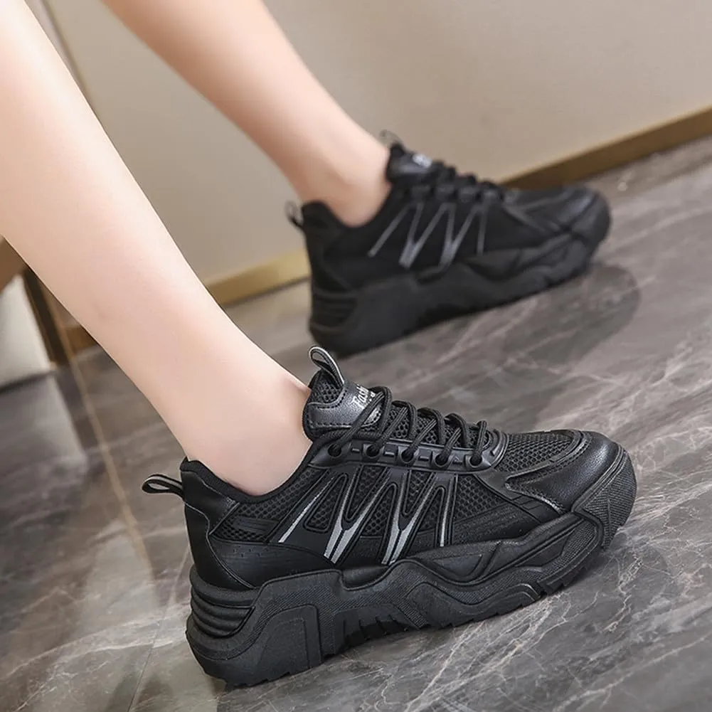 MAUGELY Women's Platform Mesh Casual Sports Shoes Fashionable Road-Running Walking Sneakers