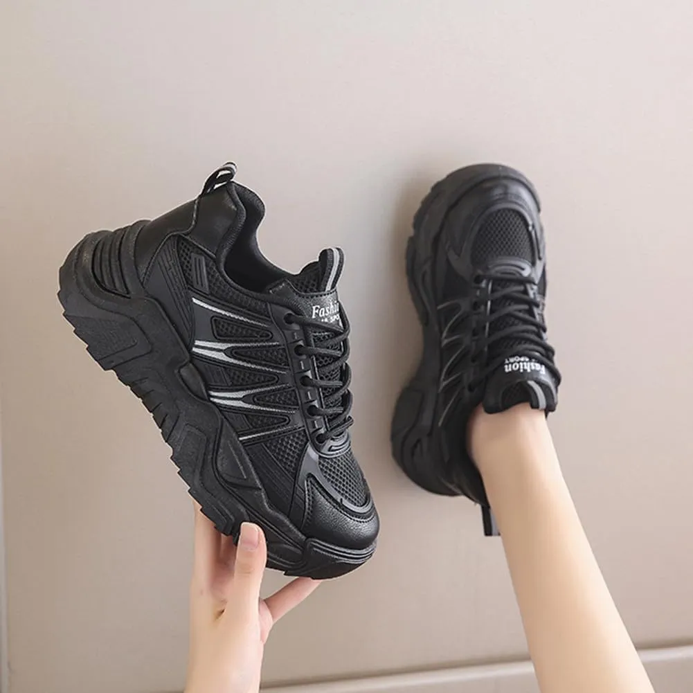 MAUGELY Women's Platform Mesh Casual Sports Shoes Fashionable Road-Running Walking Sneakers